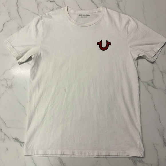 True Religion Other - True Religion Cream Tee with Red Emblem